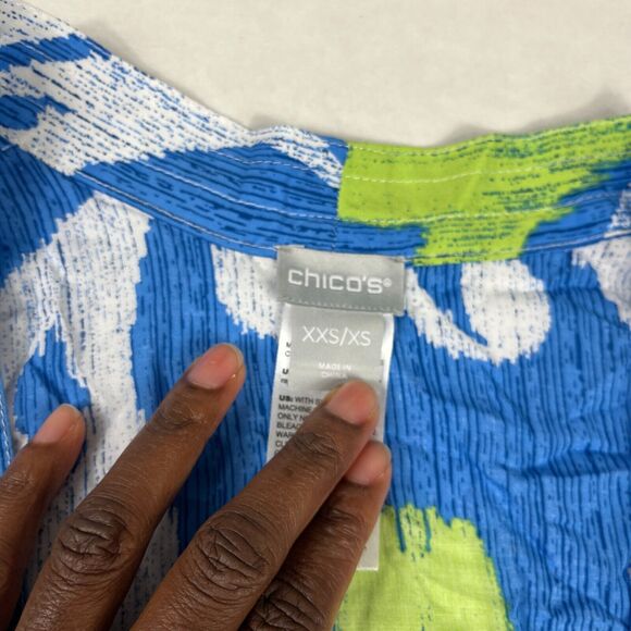 Chicos Lightweight Kimono Ikat Blouse Flowy Open Front Boho Loose Fit Top XXS/XS - Picture 5 of 13